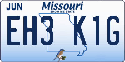 MO license plate EH3K1G