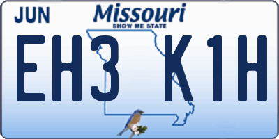 MO license plate EH3K1H
