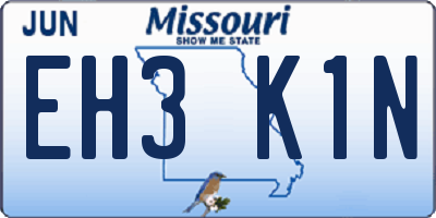 MO license plate EH3K1N