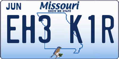 MO license plate EH3K1R