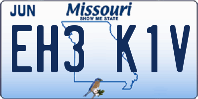 MO license plate EH3K1V