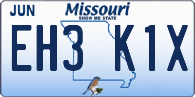 MO license plate EH3K1X