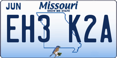 MO license plate EH3K2A