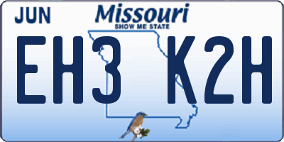MO license plate EH3K2H
