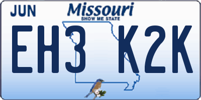 MO license plate EH3K2K