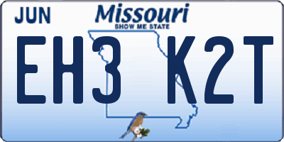 MO license plate EH3K2T