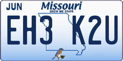 MO license plate EH3K2U