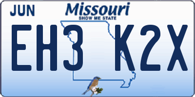 MO license plate EH3K2X