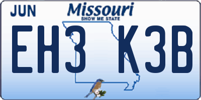 MO license plate EH3K3B