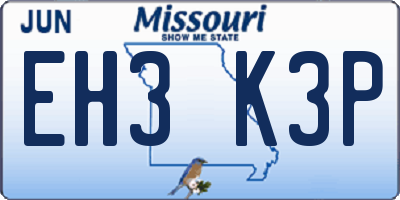 MO license plate EH3K3P