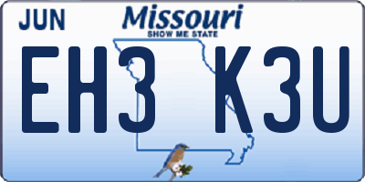 MO license plate EH3K3U