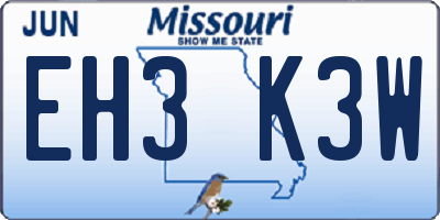 MO license plate EH3K3W