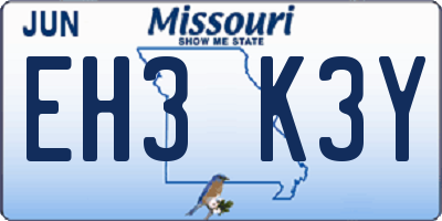 MO license plate EH3K3Y