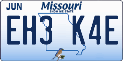 MO license plate EH3K4E