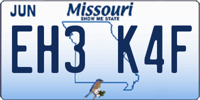 MO license plate EH3K4F