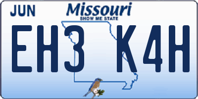MO license plate EH3K4H