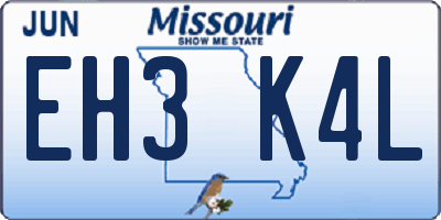 MO license plate EH3K4L