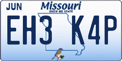 MO license plate EH3K4P