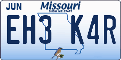 MO license plate EH3K4R