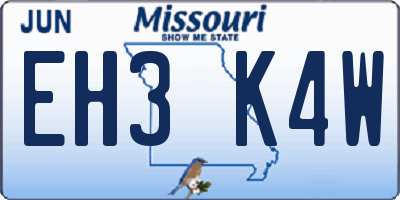 MO license plate EH3K4W