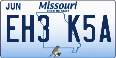 MO license plate EH3K5A