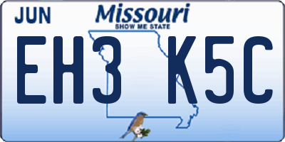 MO license plate EH3K5C