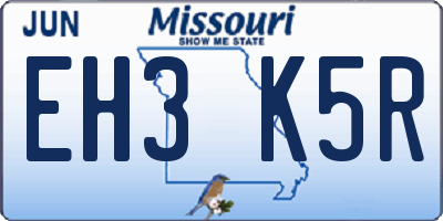 MO license plate EH3K5R