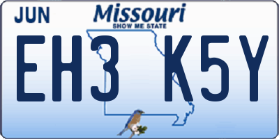 MO license plate EH3K5Y