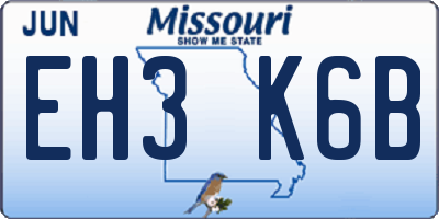 MO license plate EH3K6B
