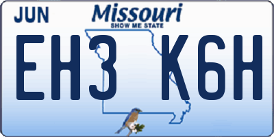 MO license plate EH3K6H