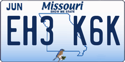 MO license plate EH3K6K