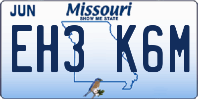 MO license plate EH3K6M