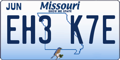 MO license plate EH3K7E
