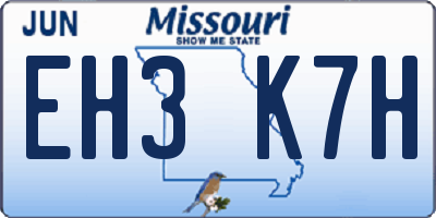 MO license plate EH3K7H