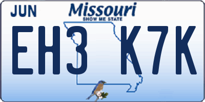 MO license plate EH3K7K