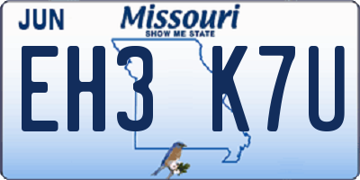 MO license plate EH3K7U