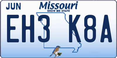 MO license plate EH3K8A