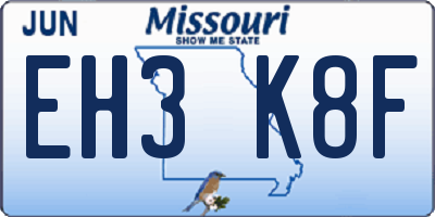 MO license plate EH3K8F
