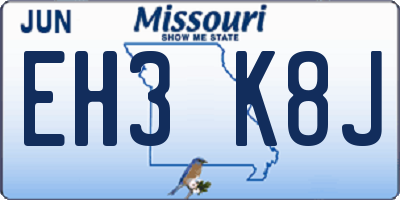MO license plate EH3K8J