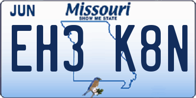 MO license plate EH3K8N