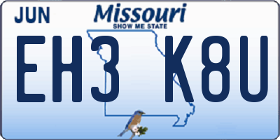 MO license plate EH3K8U