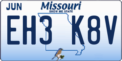MO license plate EH3K8V