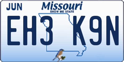 MO license plate EH3K9N