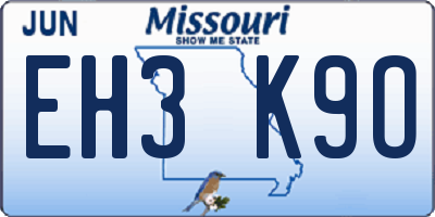 MO license plate EH3K9O
