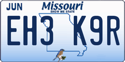 MO license plate EH3K9R