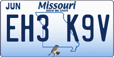 MO license plate EH3K9V