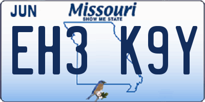 MO license plate EH3K9Y