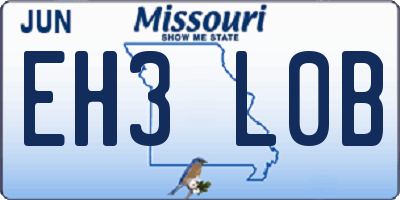 MO license plate EH3L0B