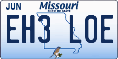 MO license plate EH3L0E