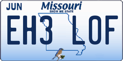 MO license plate EH3L0F